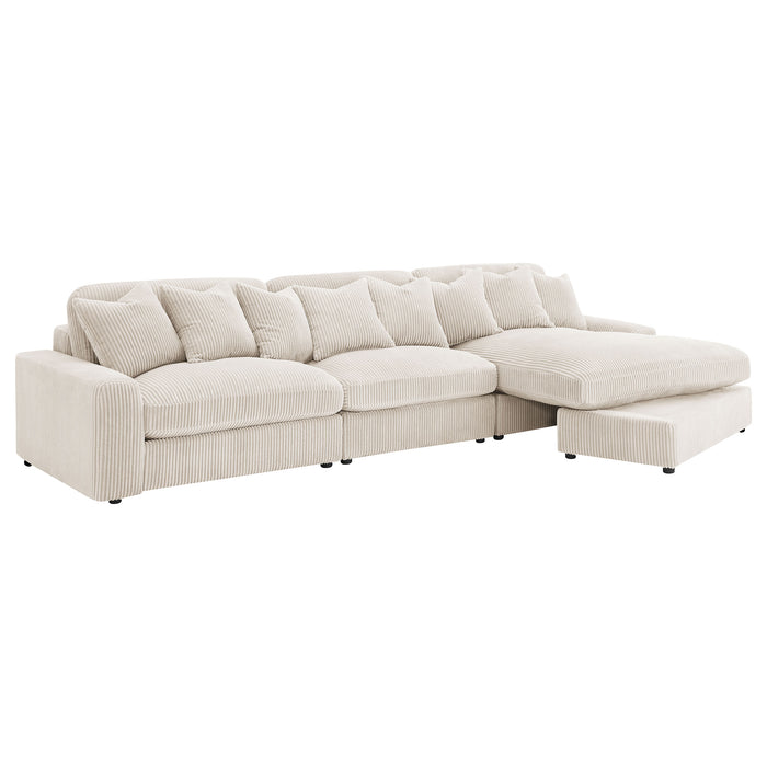 Blaine 3-Piece Corduroy Reversible Chaise Sectional Sofa Sand