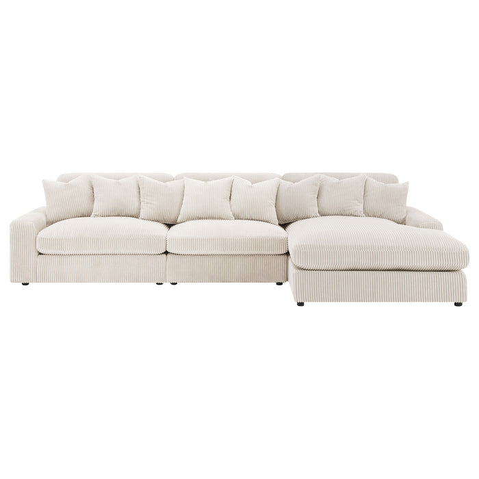 Blaine 3-Piece Corduroy Reversible Chaise Sectional Sofa Sand
