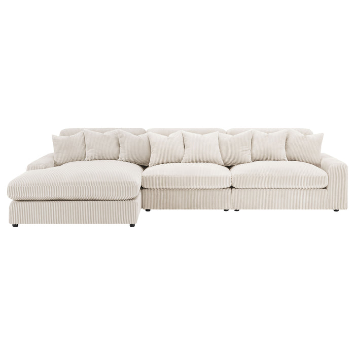 Blaine 3-Piece Corduroy Reversible Chaise Sectional Sofa Sand