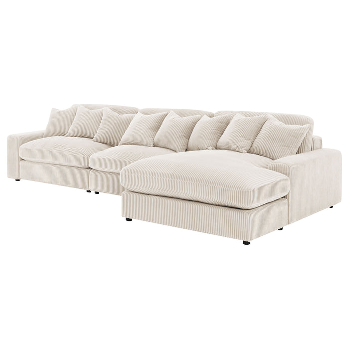 Blaine 3-Piece Corduroy Reversible Chaise Sectional Sofa Sand