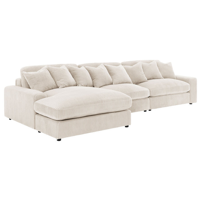 Blaine 3-Piece Corduroy Reversible Chaise Sectional Sofa Sand