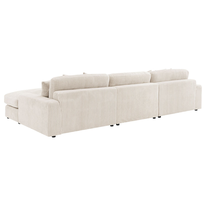 Blaine 3-Piece Corduroy Reversible Chaise Sectional Sofa Sand