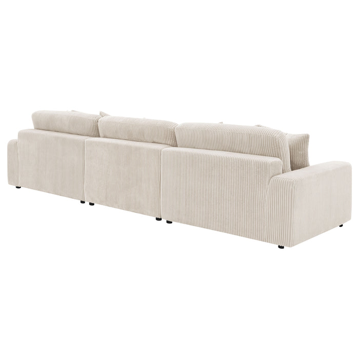 Blaine 3-Piece Corduroy Reversible Chaise Sectional Sofa Sand
