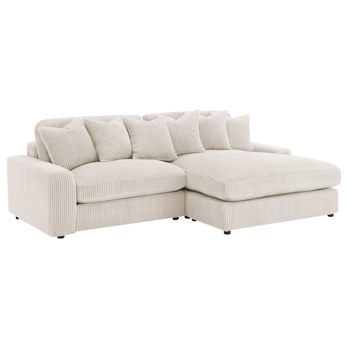 Blaine 2-Piece Corduroy Reversible Chaise Sectional Sofa Sand