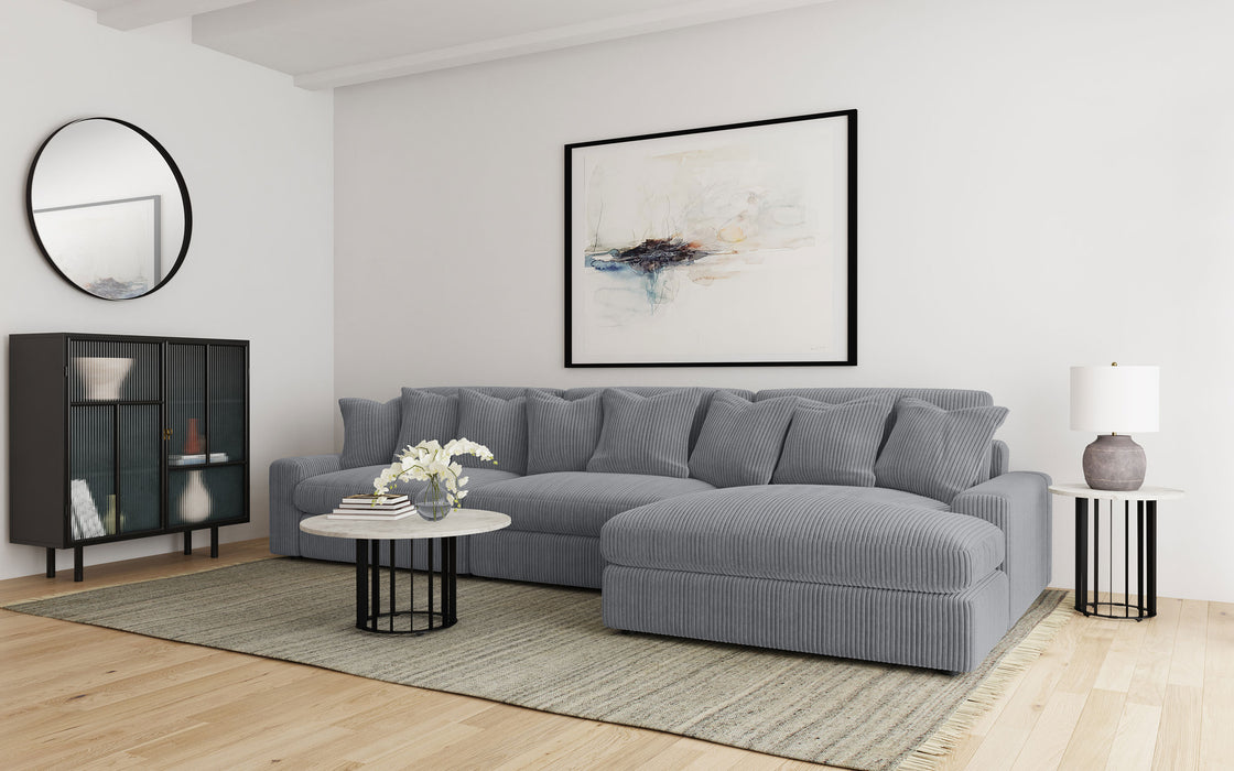 Blaine 3-Piece Corduroy Reversible Chaise Sectional Sofa Fog