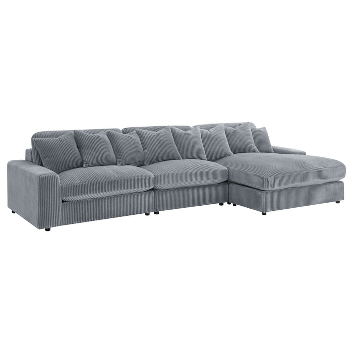 Blaine 3-Piece Corduroy Reversible Chaise Sectional Sofa Fog