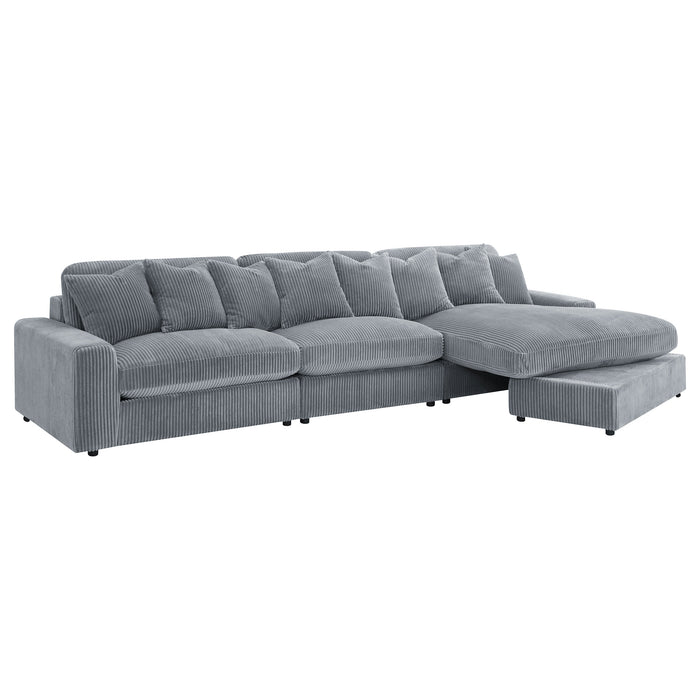 Blaine 3-Piece Corduroy Reversible Chaise Sectional Sofa Fog
