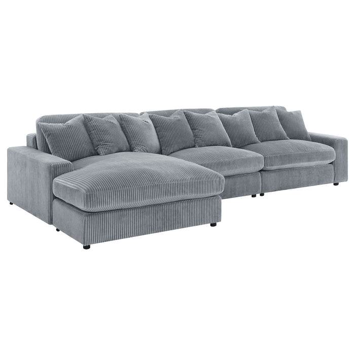 Blaine 3-Piece Corduroy Reversible Chaise Sectional Sofa Fog