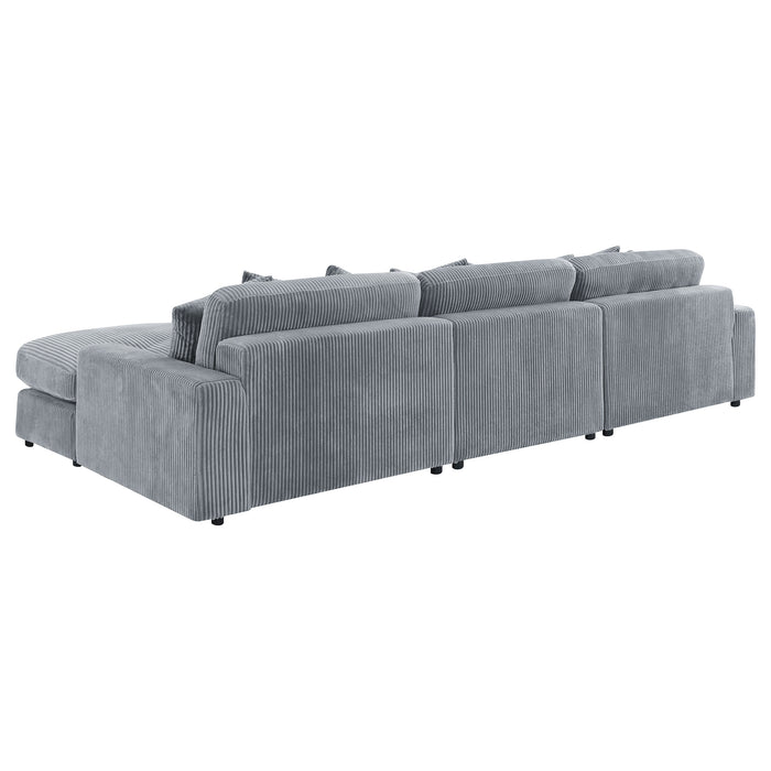 Blaine 3-Piece Corduroy Reversible Chaise Sectional Sofa Fog