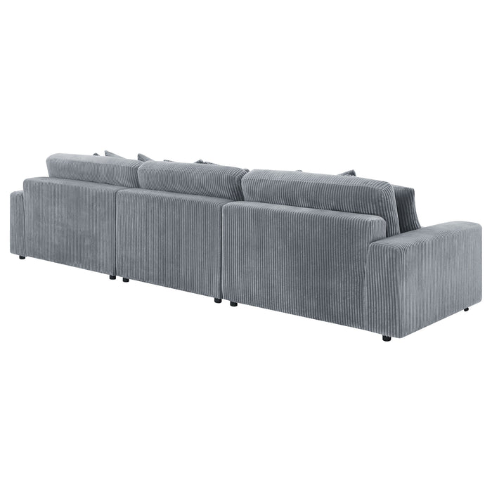 Blaine 3-Piece Corduroy Reversible Chaise Sectional Sofa Fog