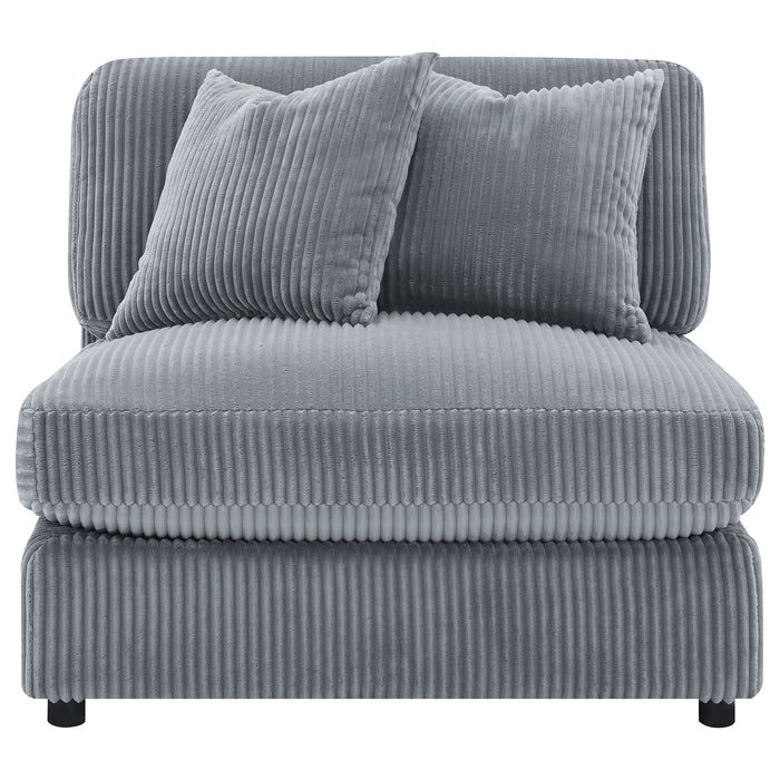 Blaine 3-Piece Corduroy Reversible Chaise Sectional Sofa Fog