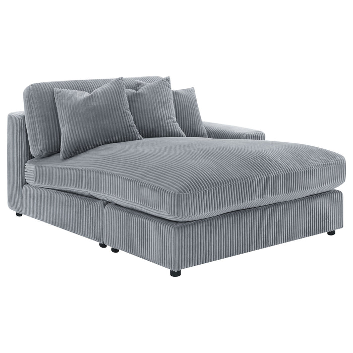 Blaine 3-Piece Corduroy Reversible Chaise Sectional Sofa Fog