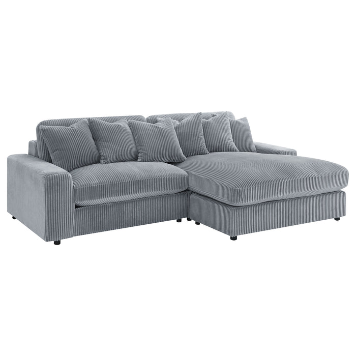 Blaine 2-Piece Corduroy Reversible Chaise Sectional Sofa Fog