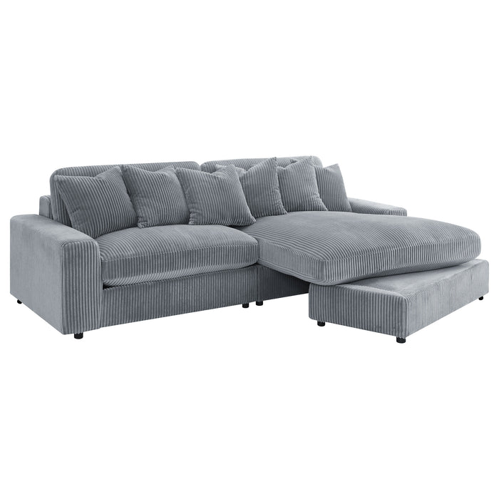 Blaine 2-Piece Corduroy Reversible Chaise Sectional Sofa Fog