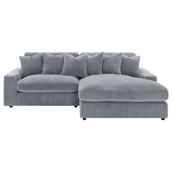 Blaine 2-Piece Corduroy Reversible Chaise Sectional Sofa Fog