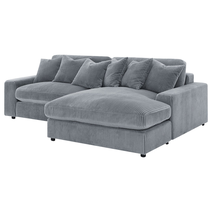 Blaine 2-Piece Corduroy Reversible Chaise Sectional Sofa Fog