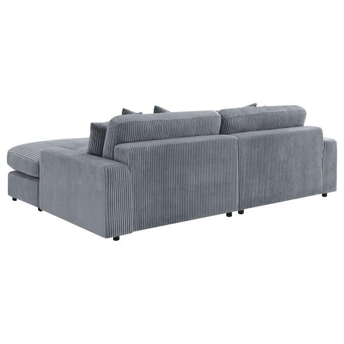 Blaine 2-Piece Corduroy Reversible Chaise Sectional Sofa Fog