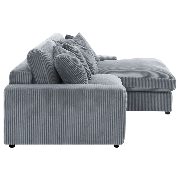 Blaine 2-Piece Corduroy Reversible Chaise Sectional Sofa Fog