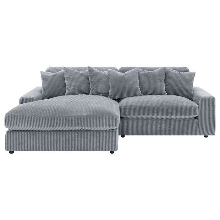 Blaine 2-Piece Corduroy Reversible Chaise Sectional Sofa Fog