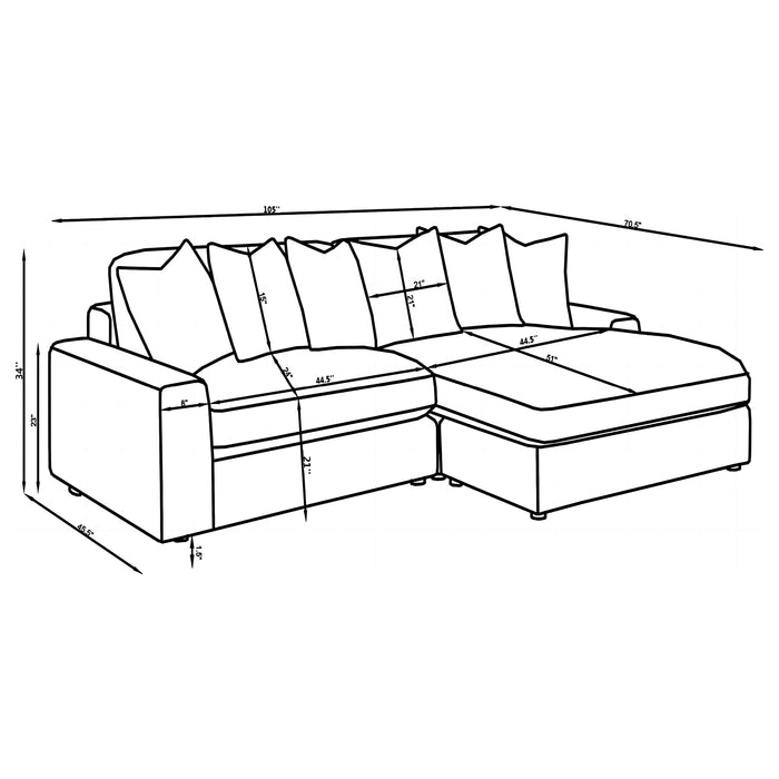 Blaine 2-Piece Corduroy Reversible Chaise Sectional Sofa Fog