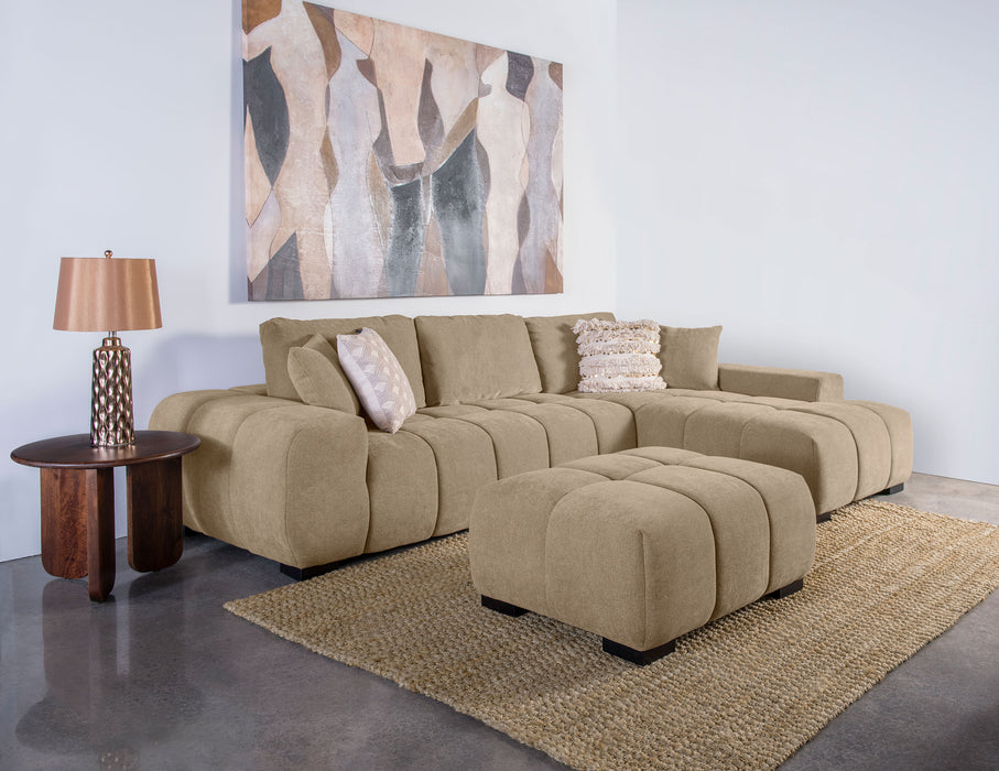 Octavia Tufted 2-Piece Sectional Chaise Sofa Camel