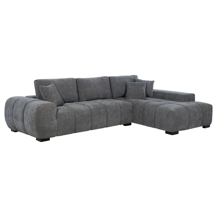 Octavia Tufted 2-Piece Sectional Chaise Sofa Charcoal Grey