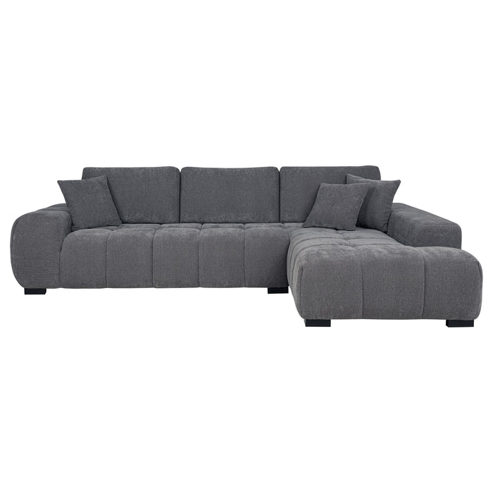 Octavia Tufted 2-Piece Sectional Chaise Sofa Charcoal Grey