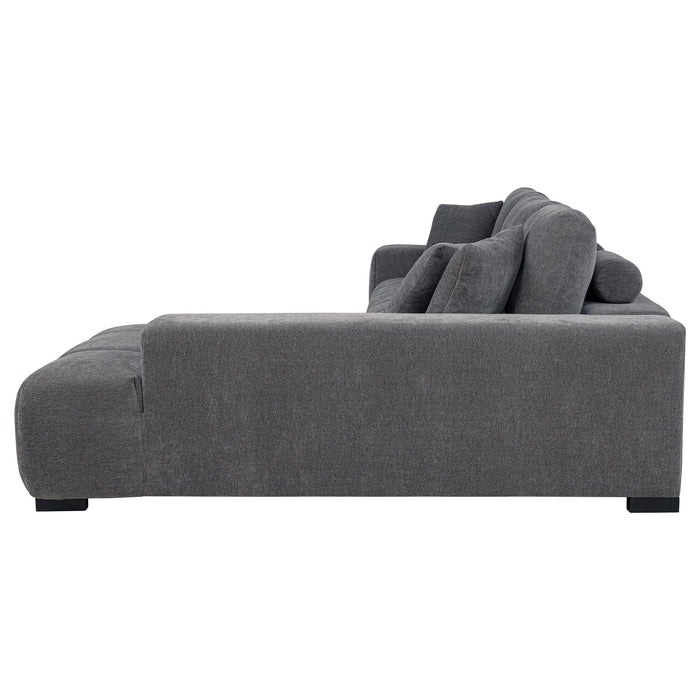 Octavia Tufted 2-Piece Sectional Chaise Sofa Charcoal Grey
