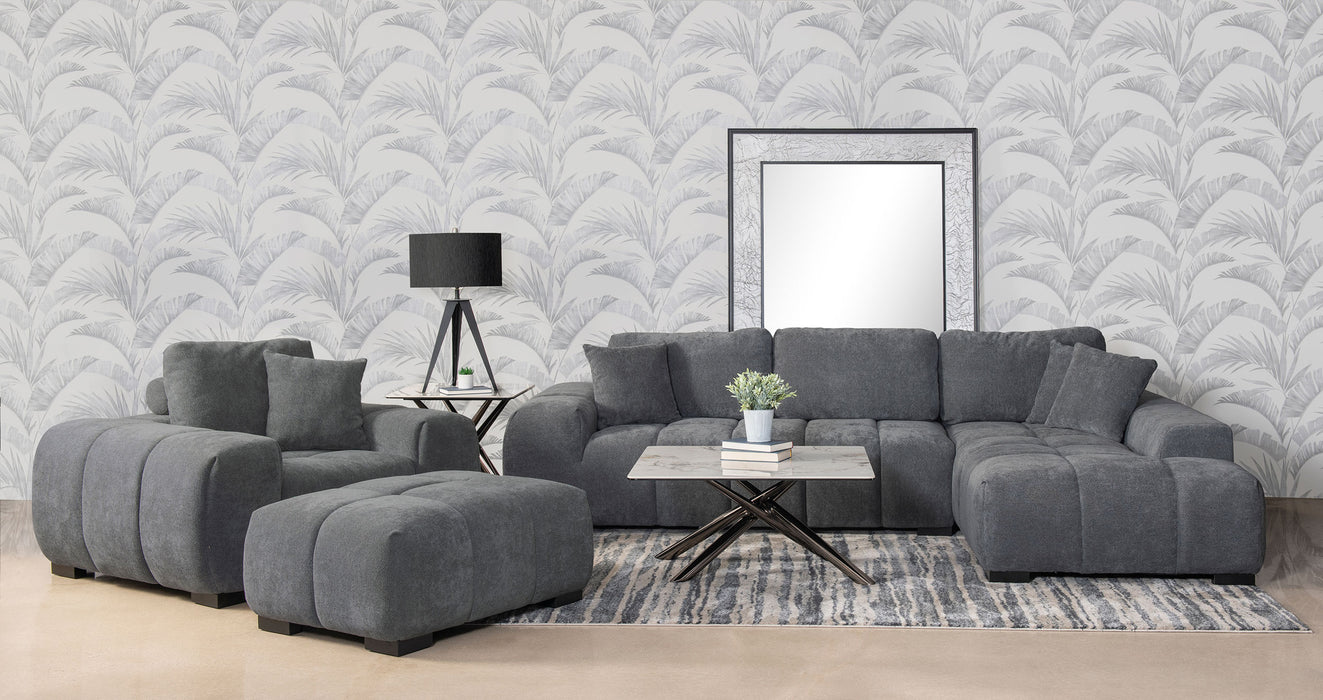 Octavia Tufted Upholstered Rectangular Ottoman Charcoal Grey
