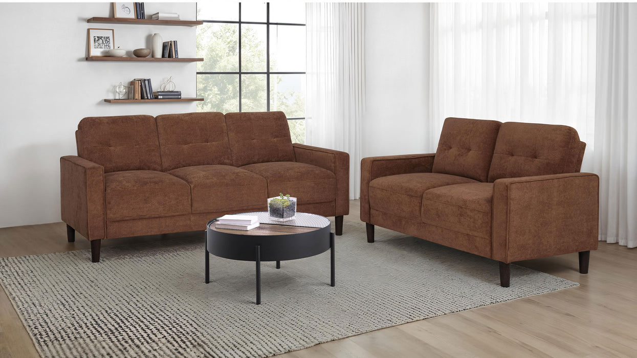 Bowen II 2-piece Fabric Upholstered Track Arm Sofa Set Rust