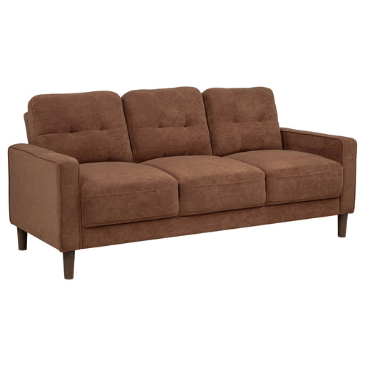 CoasterEveryday Bowen II rust fabric upholstered sofa with track arms