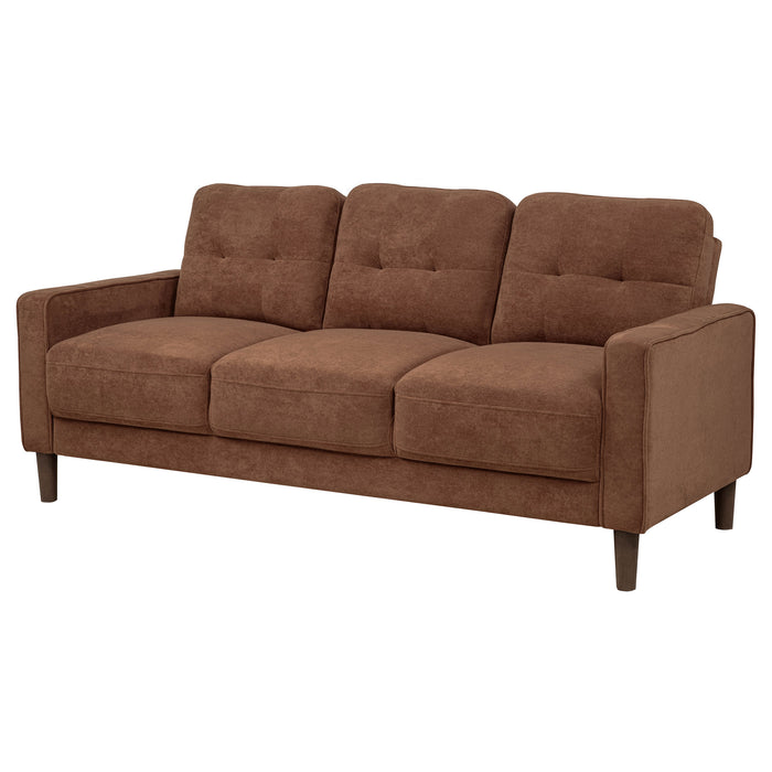 CoasterEveryday Bowen II rust fabric upholstered sofa with track arms