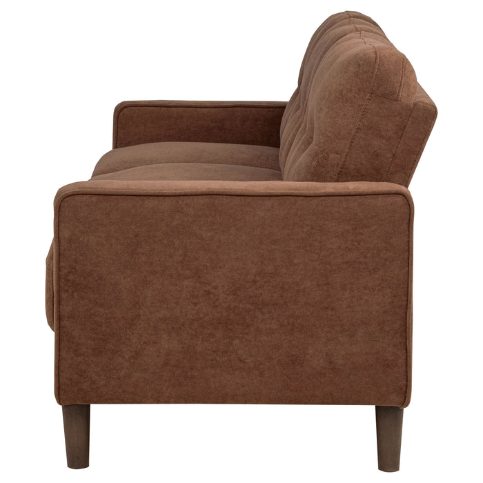 CoasterEveryday Bowen II rust fabric upholstered sofa with track arms