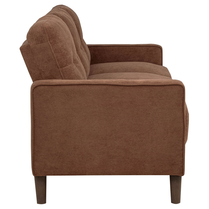 Bowen II rust fabric upholstered track arm sofa by CoasterEveryday