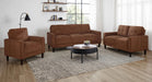 CoasterEveryday Bowen II rust fabric upholstered loveseat with track arms
