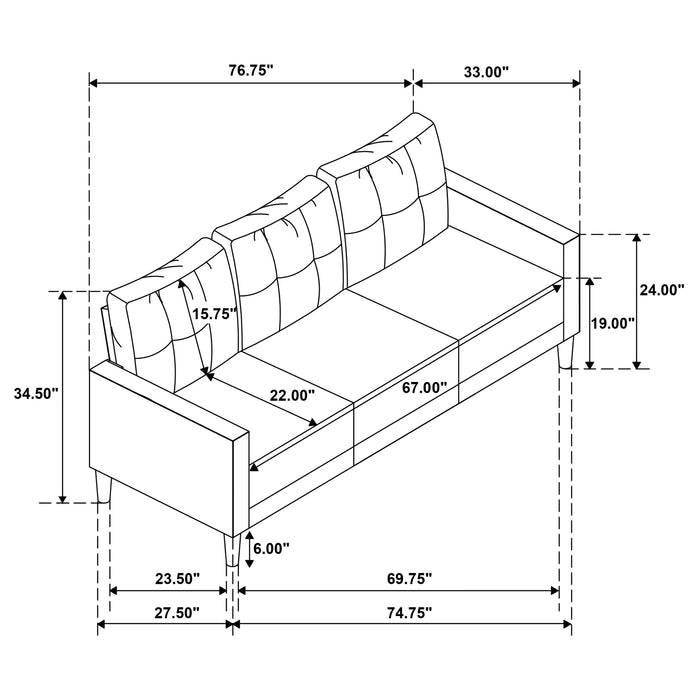 Bowen II 2-piece Upholstered Track Arm Sofa Set Steel Grey