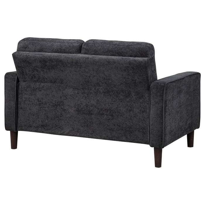 Bowen II Steel Grey Fabric Upholstered Track Arm Loveseat by CoasterEveryday