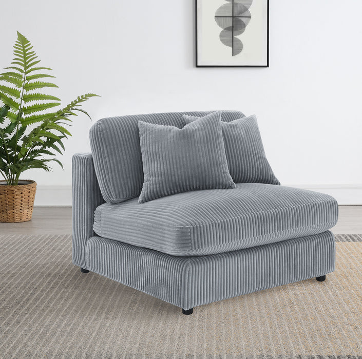 Blaine Corduroy Armless Chair with Reversible Cushions Fog