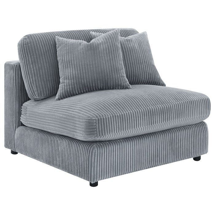 Blaine Corduroy Armless Chair with Reversible Cushions Fog