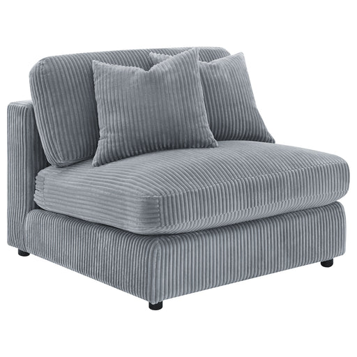 CoasterEveryday Blaine fog corduroy armless chair with reversible cushions