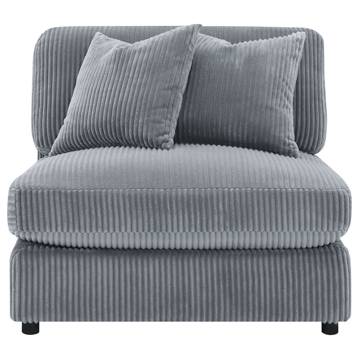 Blaine Corduroy Armless Chair with Reversible Cushions Fog