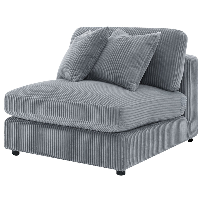 Blaine Corduroy Armless Chair with Reversible Cushions Fog