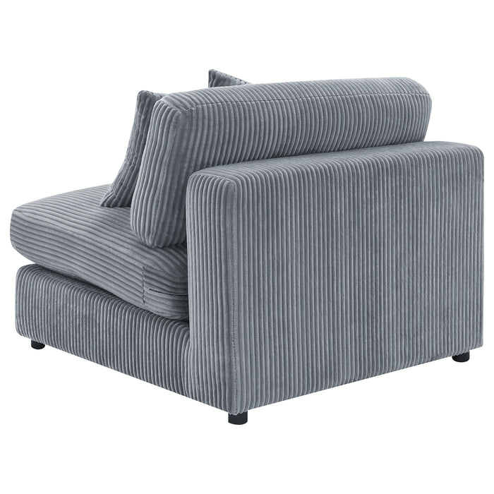 Blaine Corduroy Armless Chair with Reversible Cushions Fog