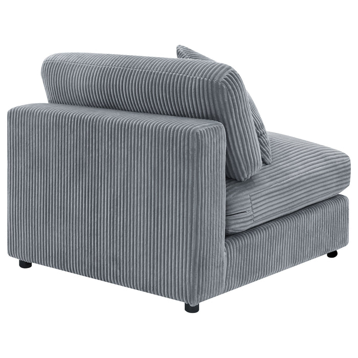 Blaine Corduroy Armless Chair with Reversible Cushions Fog
