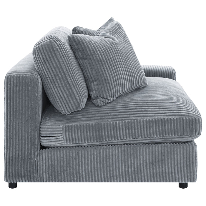 Blaine Corduroy Armless Chair with Reversible Cushions Fog