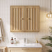 Giga wall-mounted bathroom medicine cabinet with double doors, vertical grooved oak design for modern bathroom storage