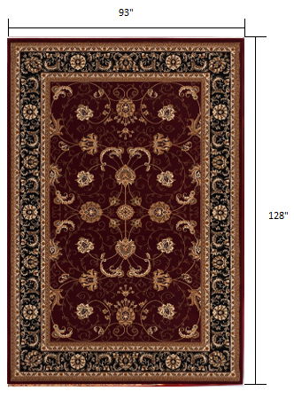 8' x 11' Oriental Power Loom Area Rug - Red And Black