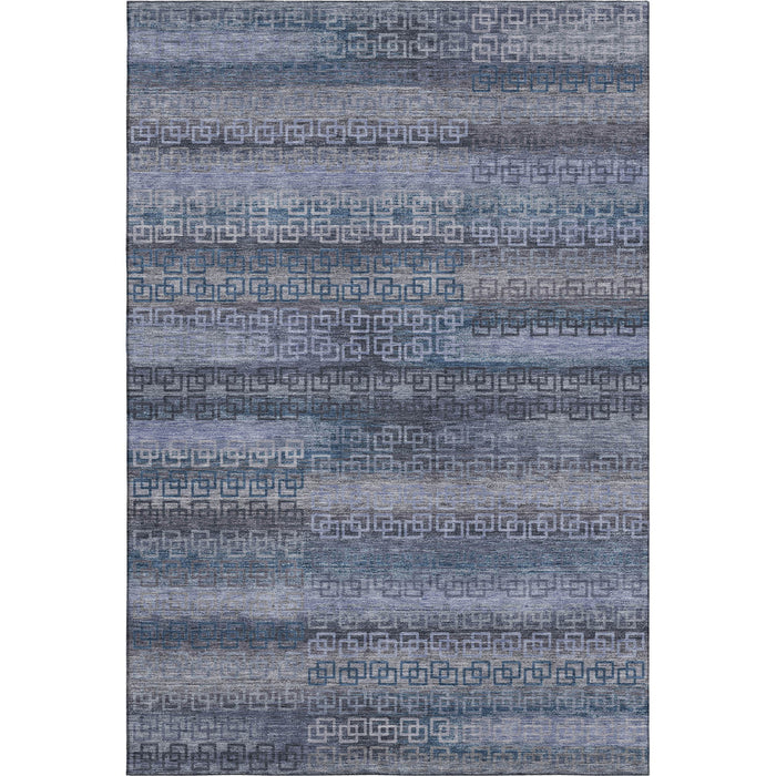 10' X 14' Striped Washable Area Rug With UV Protection (715117) - Taupe / Blue