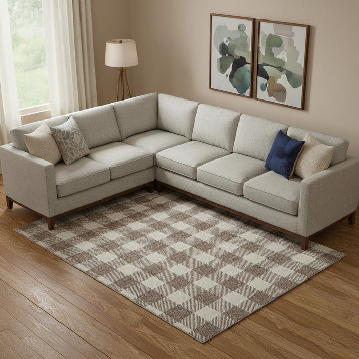 10' X 14' Plaid Washable Area Rug With UV Protection (673363) - Brown / Beige