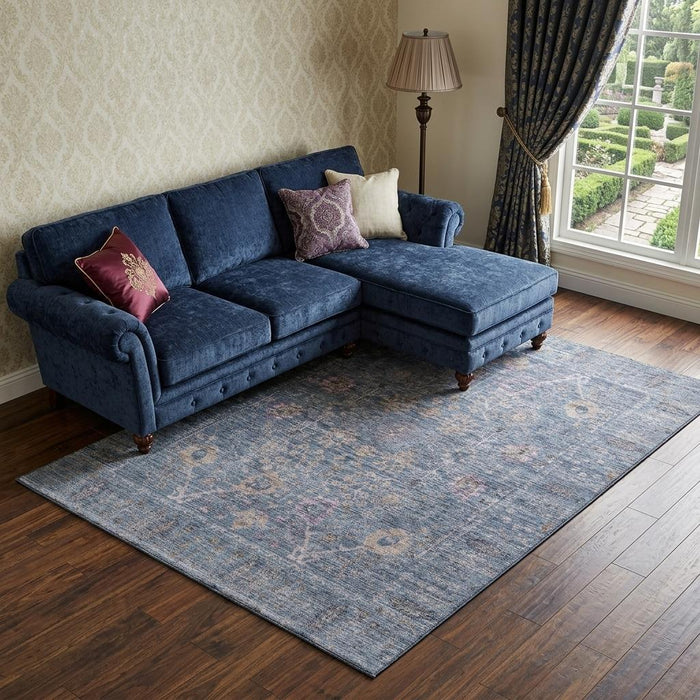 10' X 14' Oriental Washable Area Rug With UV Protection (684430) - Blue / Brown